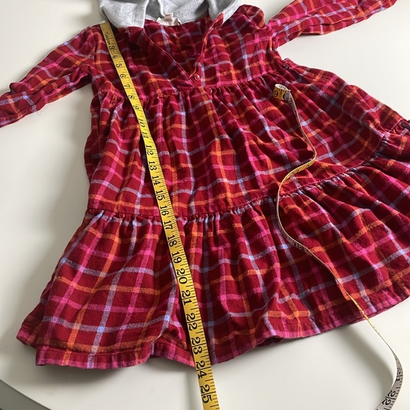 Tucker+Tate Red-Pink-Orange Plaid Flannel Long Sleeve Hooded Dress- 5T - Picture 7 of 11